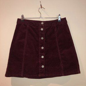 Burgandy Arizona Jeans Co. A-Line Corduroy Skirt
